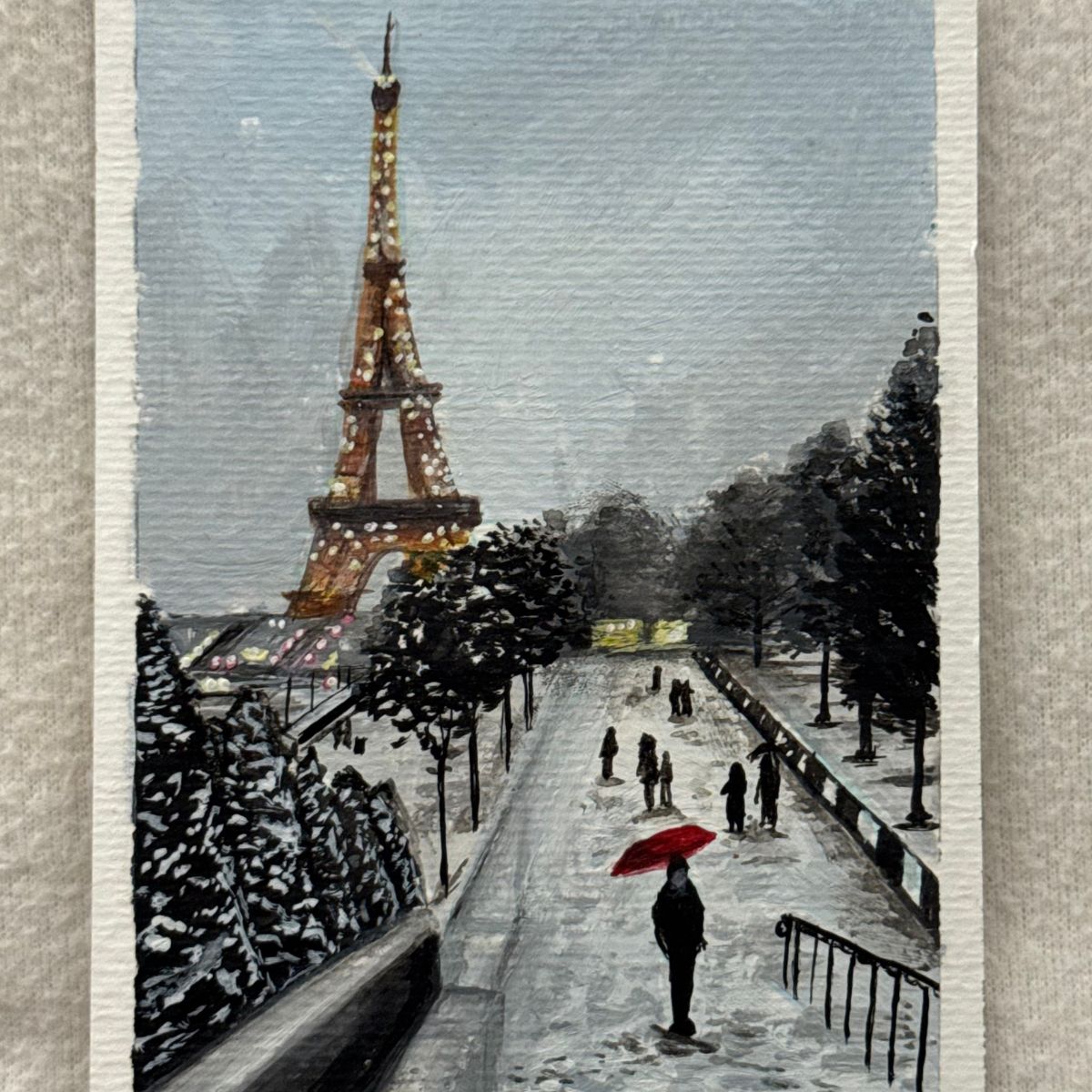 red umbrella, grey sky | 4 x 5.5"